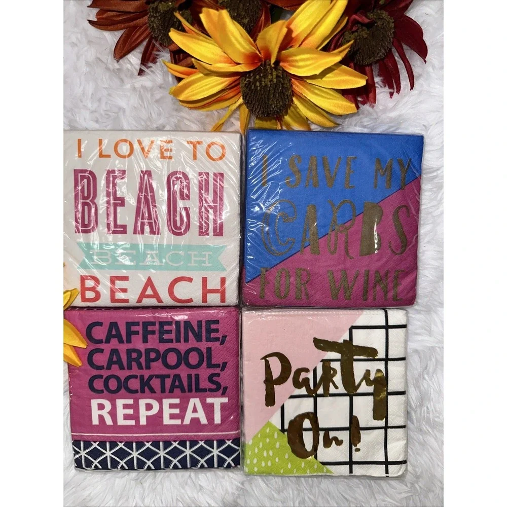 I Save My Carbs For Wine Funny Party Cocktail Beverage Napkins 3-Ply Tissue‎